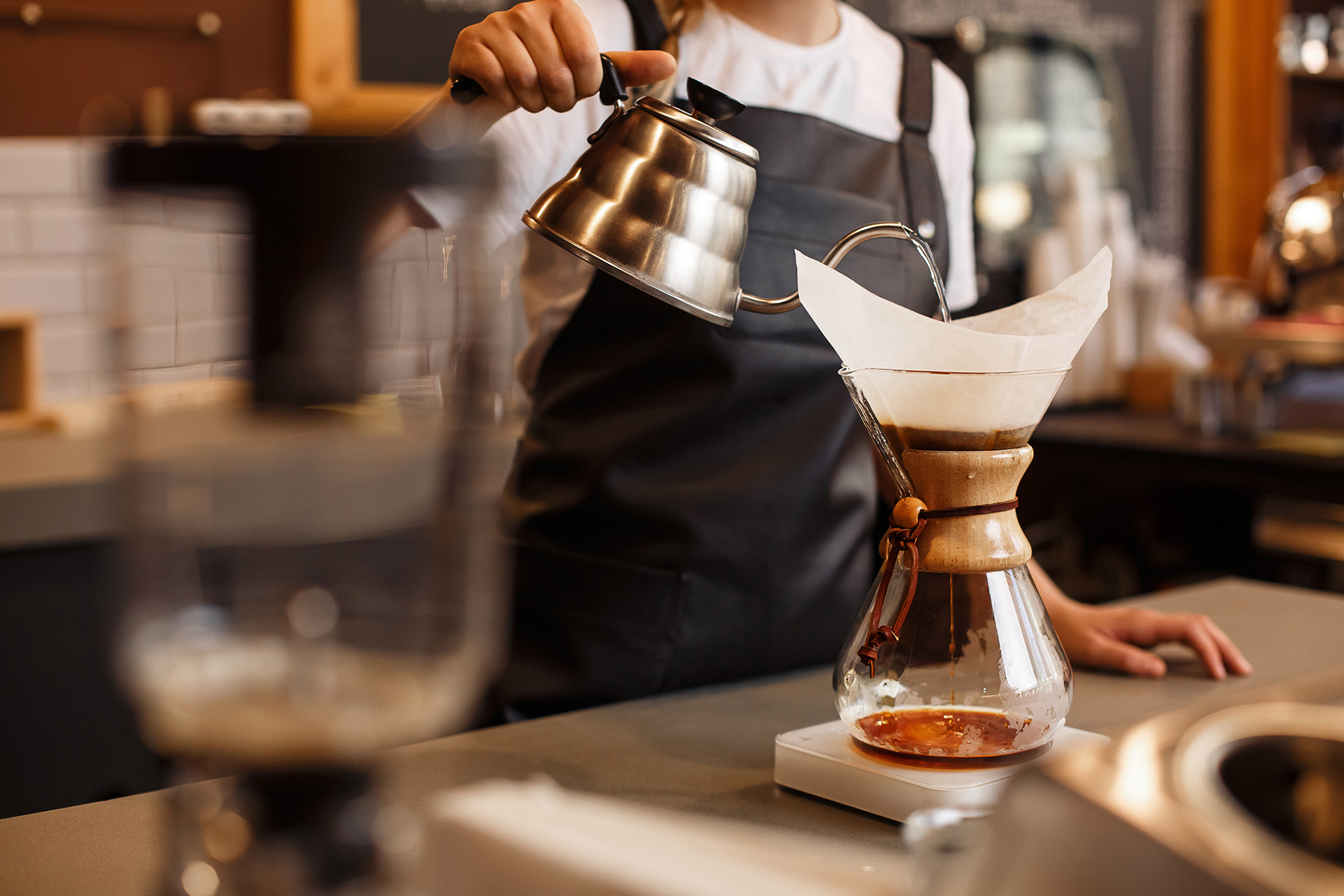 pour over Stanford Alumni Craft Coffee